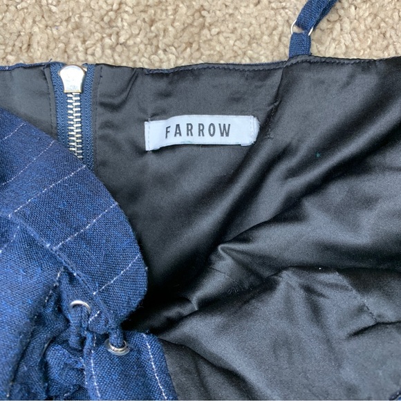 Farrow Navy Blue Pinstripe Corset Crop Top Size S - Picture 6 of 9